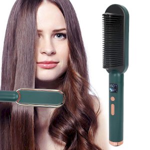 Hair Straightener - Hair Electric 2 In 1 Comb Brush Ceramic Fast Hair Straightener For Women