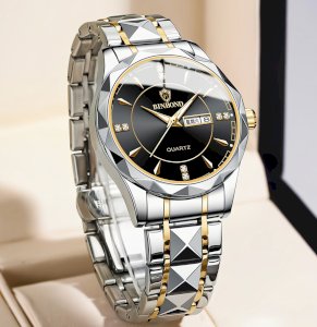 Luxury Binbond authentic men's watch waterproof night light dual calendar watch men's quartz watch diamond ceiling glass
