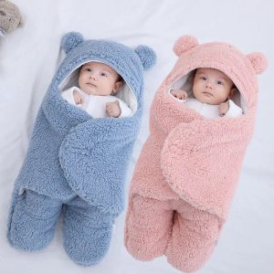 Baby Sleeping Bag Ultra-Soft Fluffy Fleece Newborn Receiving Blanket Infant Boys Girls Cloth Sleeping Nursery Wrap Swaddle Winter