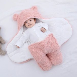 Baby Sleeping Bag Ultra-Soft Fluffy Fleece Newborn Receiving Blanket Infant Boys Girls Cloth Sleeping Nursery Wrap Swaddle Winter