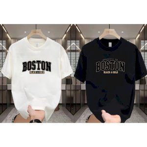 2 Pcs Drop Shoulder T-shirt- সাদা + কালো 